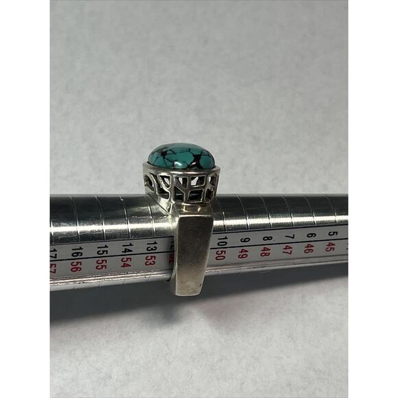vintage silpada sterling silver 925 Square Pinky Ring Faux Oval Turquoise Size 6 - Picture 11 of 13